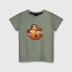 Детская футболка хлопок Cute Sloth Ramen Noodles