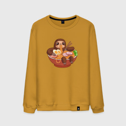 Мужской свитшот хлопок Cute Sloth Ramen Noodles