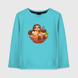 Детский лонгслив хлопок Cute Sloth Ramen Noodles