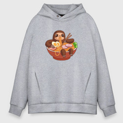 Мужское худи Oversize хлопок Cute Sloth Ramen Noodles