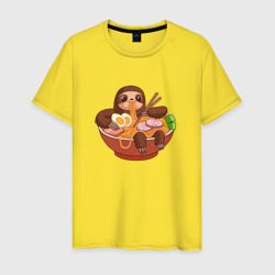 Cute Sloth Ramen Noodles – Футболка из хлопка с принтом купить со скидкой в -20%