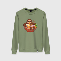 Женский свитшот хлопок Cute Sloth Ramen Noodles