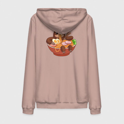 Мужская толстовка на молнии хлопок Cute Sloth Ramen Noodles, цвет пыльно-розовый