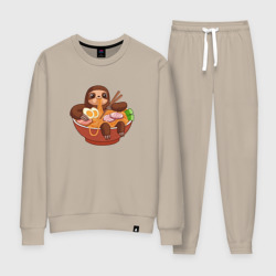 Женский костюм хлопок Cute Sloth Ramen Noodles