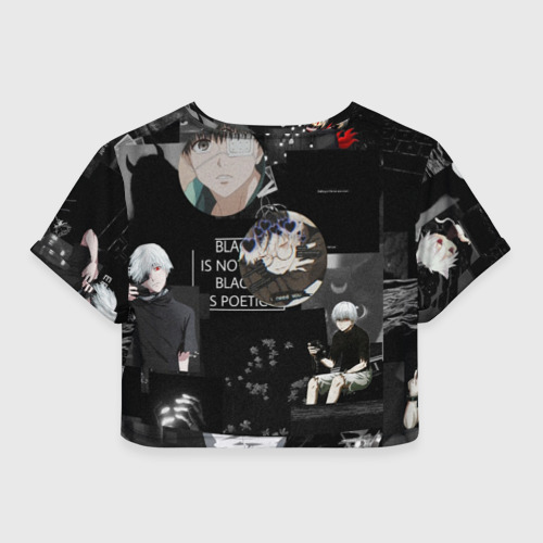 Женская футболка Crop-top 3D Грустный Канеки Токийский Гуль Tokyo Ghoul, цвет 3D печать - фото 2