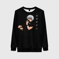Женский свитшот 3D Токийский Гуль снимает маску Иероглифы