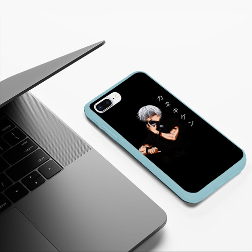 Чехол для iPhone 7Plus/8 Plus матовый с принтом Токийский Гуль снимает маску Иероглифы, фото #5