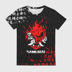 Женская футболка 3D Cyberpunk samurai Japan style самурай