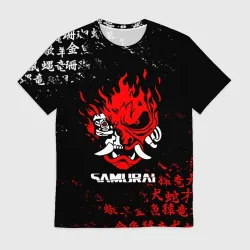 Мужская футболка 3D Cyberpunk samurai Japan style самурай