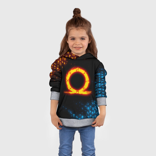 Детская толстовка 3D God of war Cratos fire symbol rune, цвет меланж - фото 4