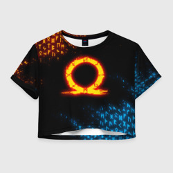 Женская футболка Crop-top 3D God of war Cratos fire symbol rune