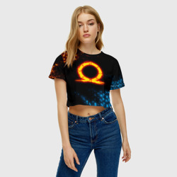 Женская футболка Crop-top 3D God of war Cratos fire symbol rune - фото 2