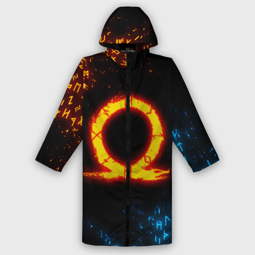 Мужской дождевик 3D God of war Cratos fire symbol rune, цвет белый