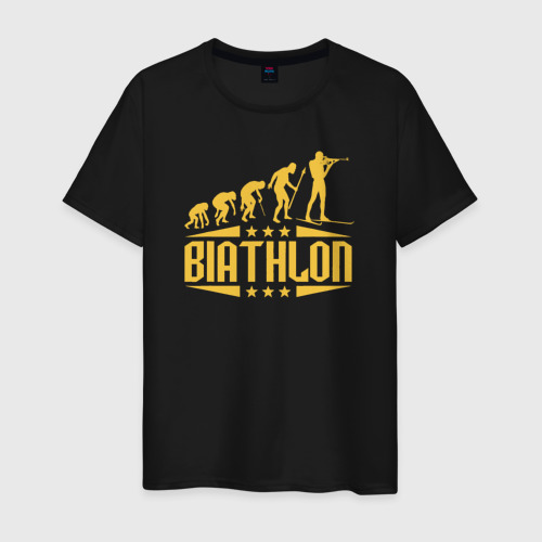 Мужская футболка хлопок Биатлон эволюция, цвет черный