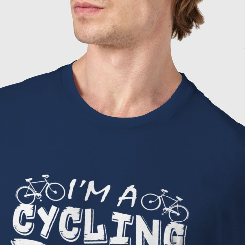 Мужская футболка хлопок Папа - велосипедист, цвет темно-синий - фото 6