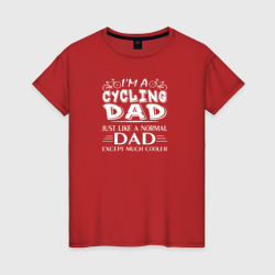 Женская футболка хлопок Папа - велосипедист