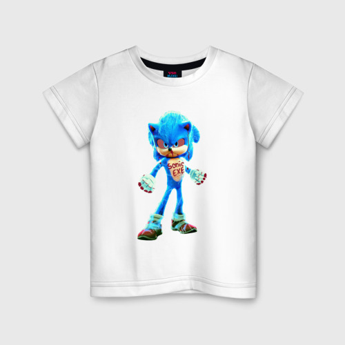 Детская футболка из хлопка с принтом Соник EXE, вид спереди №1