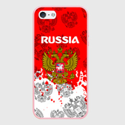Чехол для iPhone 5/5S матовый Russia Паттерн Гербов