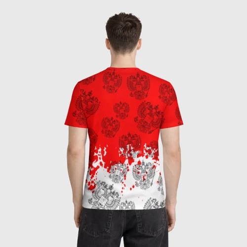 Мужская футболка 3D с принтом Russia Паттерн Гербов, вид сзади #2