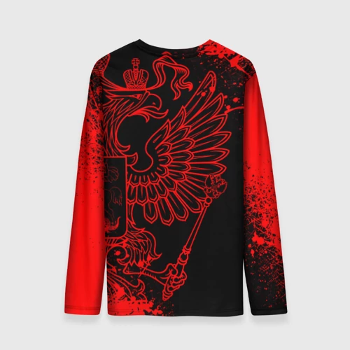 Мужской лонгслив 3D с принтом Russia Герб страны, вид сзади #1
