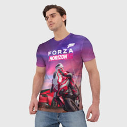 Мужская футболка 3D Forza Horizon 5 - sports car and bike - фото 2