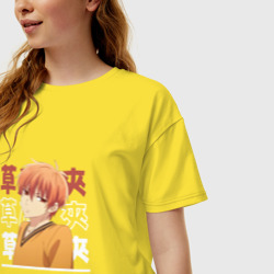 Женская футболка хлопок Oversize Корзинка фруктов Fruits Basket, Кё Сома Kyou Souma - фото 2