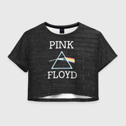 Женская футболка Crop-top 3D Pink Floyd logo - Пинк флойд логотип