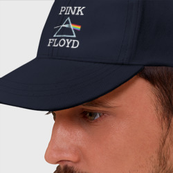 Бейсболка с принтом Pink Floyd - Пинк флойд логотип для любого человека, и мужчины, и женщины, вид спереди №2. Цвет основы: темно-синий