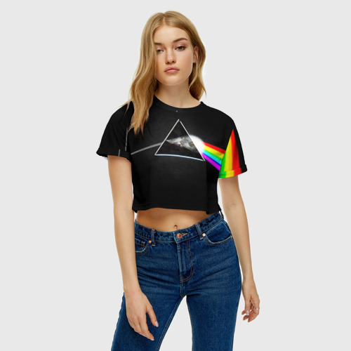 Женская футболка Crop-top 3D Pink Floyd - Пинк флойд глитч, цвет 3D печать - фото 3