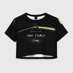 Женская футболка Crop-top 3D Pink Floyd time Пинк флойд логотип