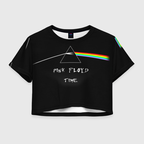 Женская футболка Crop-top 3D Pink Floyd time Пинк флойд логотип, цвет 3D печать