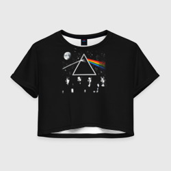 Женская футболка Crop-top 3D Pink Floyd logo Пинк флойд небо