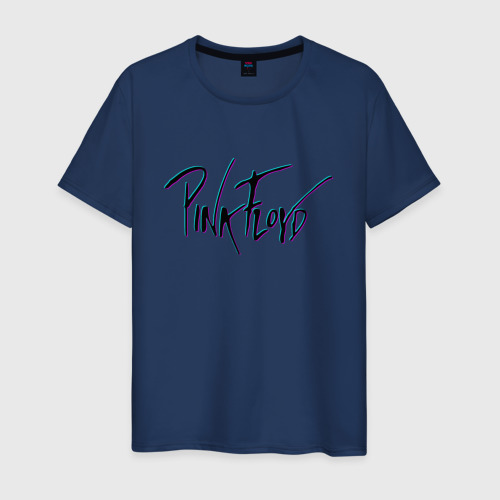 Мужская футболка хлопок Pink Floyd glitch Пинк флойд глитч, цвет темно-синий