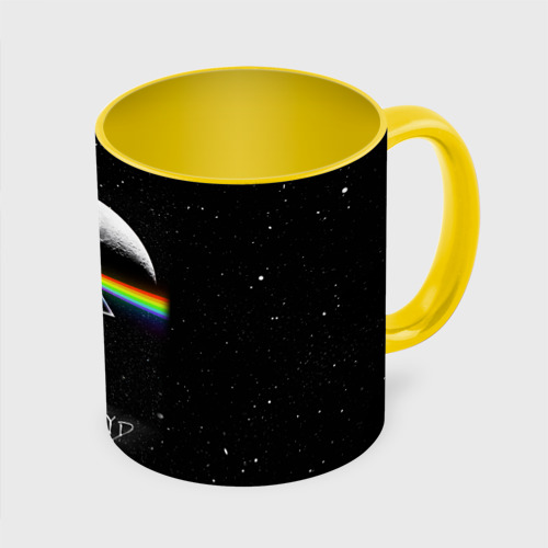 Кружка с полной запечаткой Pink Floyd logo Пинк флойд звезды, цвет белый + желтый - фото 3