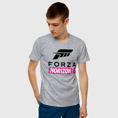 Мужская футболка хлопок Forza Horizon 6  logo, цвет меланж - фото 3