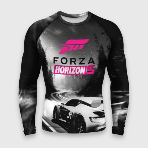 Мужской рашгард 3D с принтом Forza Horizon 5 - night race, вид спереди #2