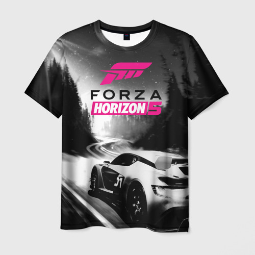 Мужская футболка с принтом Forza Horizon 5 - night race, вид спереди №1