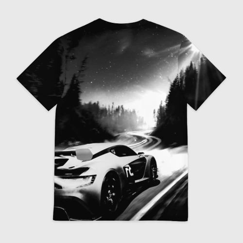 Мужская футболка 3D с принтом Forza Horizon 5 - night race, вид сзади #1