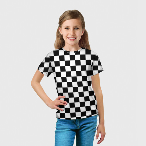 Детская футболка 3D с принтом Chess Squares Cubes, вид сбоку #3