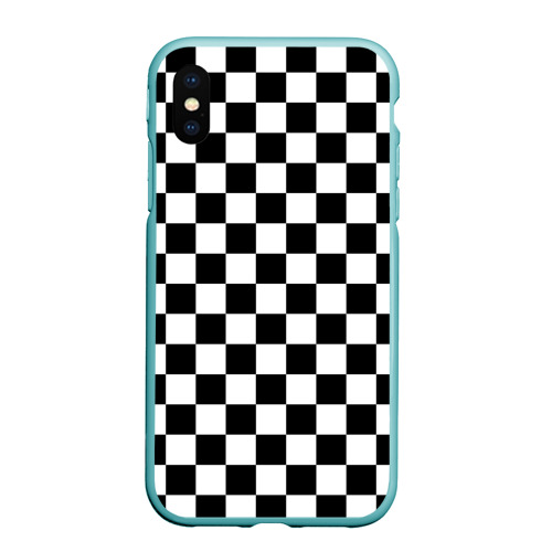 Чехол для iPhone XS Max матовый Chess Squares Cubes, цвет мятный