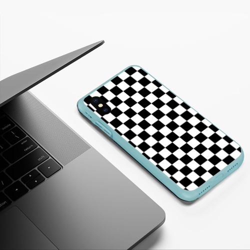 Чехол для iPhone XS Max матовый Chess Squares Cubes, цвет мятный - фото 5