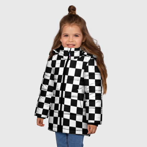 Зимняя куртка для девочек 3D Chess Squares Cubes, цвет красный - фото 3