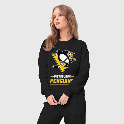 Женский костюм хлопок Питтсбург Пингвинз , Pittsburgh Penguins, цвет черный - фото 5