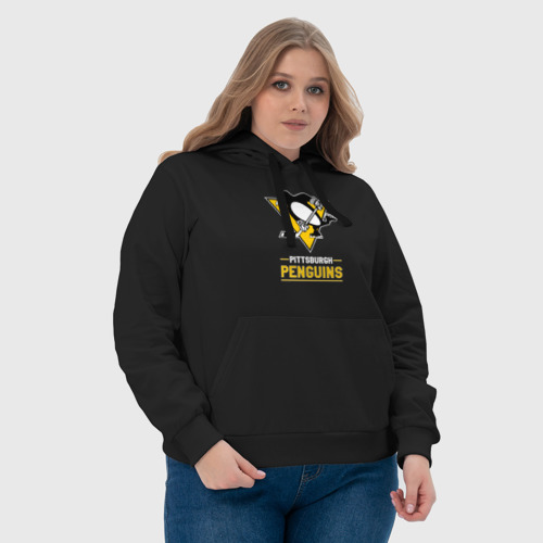 Женская толстовка хлопок Питтсбург Пингвинз , Pittsburgh Penguins, цвет черный - фото 6