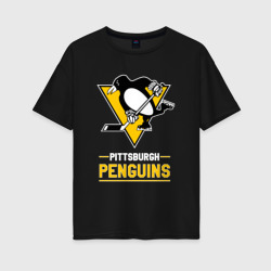 Женская футболка хлопок Oversize Питтсбург Пингвинз , Pittsburgh Penguins