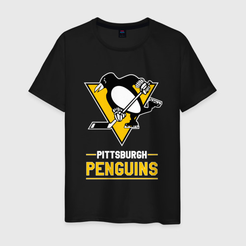 Мужская футболка из хлопка с принтом Питтсбург Пингвинз , Pittsburgh Penguins, вид спереди №1