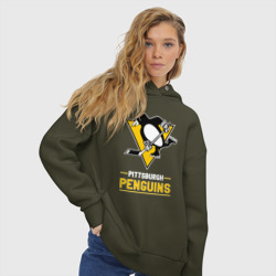 Женское худи Oversize хлопок Питтсбург Пингвинз , Pittsburgh Penguins - фото 2