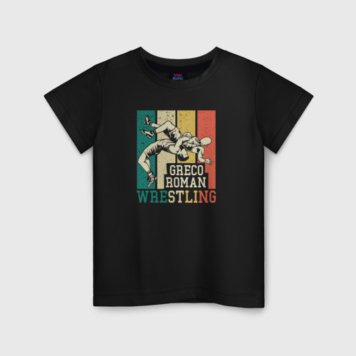 Детская футболка хлопок с принтом Греко-римская борьба бросок через себя, вид спереди #2
