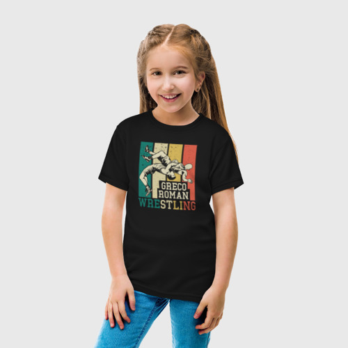 Детская футболка хлопок с принтом Греко-римская борьба бросок через себя, вид сбоку #3