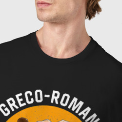 Футболка с принтом Greco Roman Wrestling бросок через себя для мужчины, вид на модели спереди №4. Цвет основы: черный